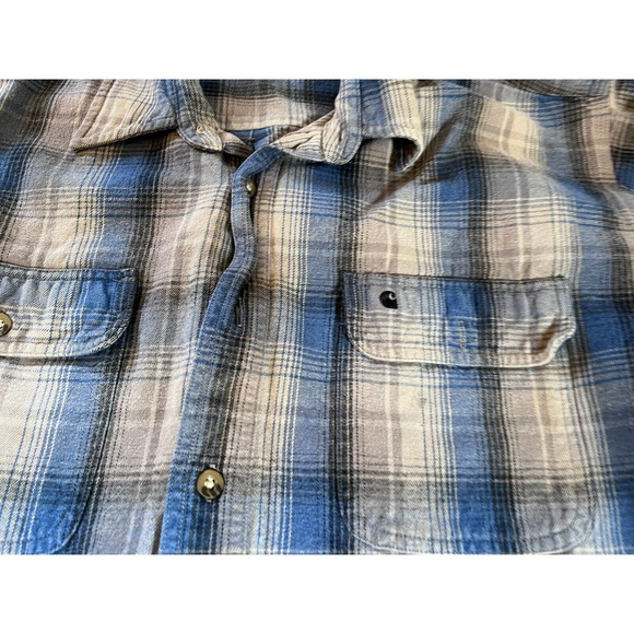 Carhartt Men’s Size XL Tall Shirt Flannel Thick Shacket Blue Gray Plaid - Picture 3 of 8